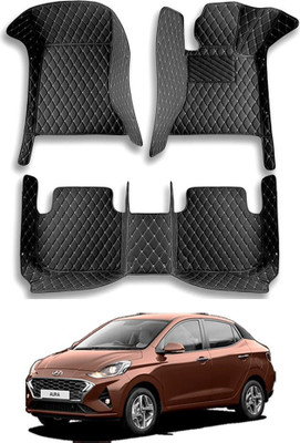 TOFIT ENTERPRISE Leatherite 7D Mat For  Hyundai Aura(Black)
