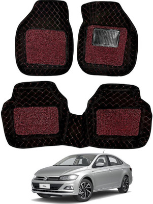 Autorepute Leather 7D Mat For  Volkswagen Virtus(Red, Black)
