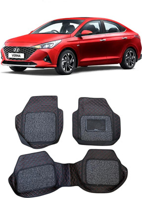 ARNEJA Leatherite 7D Mat For  Hyundai Verna(Red, Black)