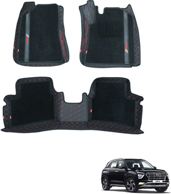 elegant Leatherite, Polypropylene 7D Mat For  Hyundai Creta(Black, Red)