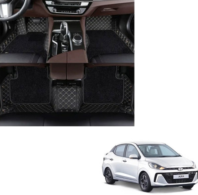 Autoclow Leatherite 7D Mat For  Hyundai Aura(Gold, Black)
