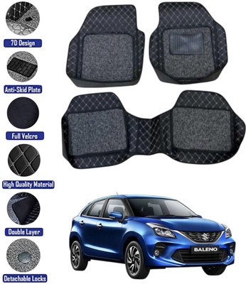 GENFRID Leather 7D Mat For  Maruti Suzuki Baleno(Black, Silver)