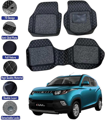 GENFRID Leather 7D Mat For  Mahindra KUV100(Silver, Black)