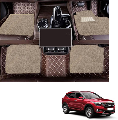 Autoclow Leatherite 7D Mat For  Kia Seltos(Brown, Beige)
