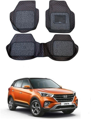 ARNEJA Leatherite 7D Mat For  Hyundai Creta(Red, Black)