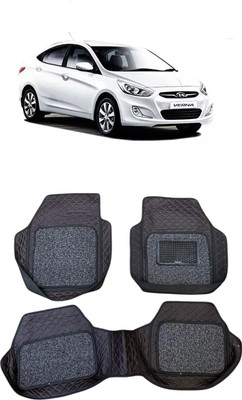 ARNEJA Leatherite 7D Mat For  Hyundai Verna Fluidic(Red, Black)