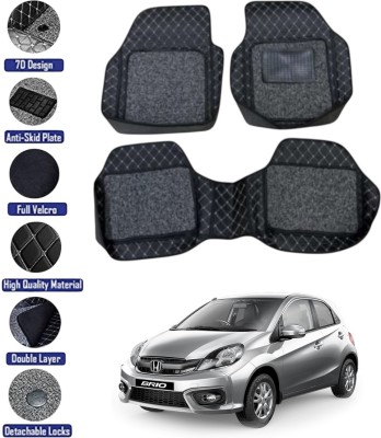 GENFRID Leather 7D Mat For  Honda Brio(Silver, Black)