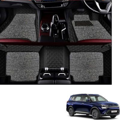 Autoclow Leatherite 7D Mat For  Kia Carens (7 Seater)(Black, Silver)