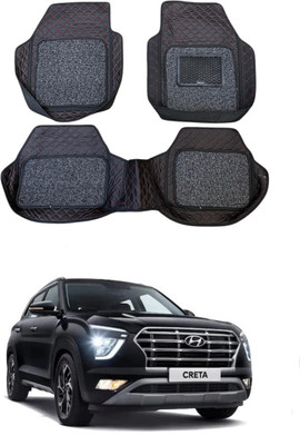 ARNEJA Leatherite 7D Mat For  Hyundai Creta(Red, Black)