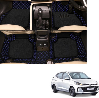 Autoclow Leatherite 7D Mat For  Hyundai Aura(Blue, Black)
