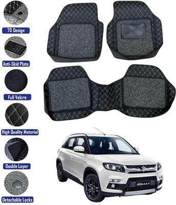 GENFRID Leather 7D Mat For  Maruti Vitara Brezza(Silver, Black)
