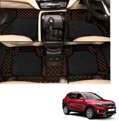 Autoclow Leatherite 7D Mat For  Kia Seltos(Black, Brown)