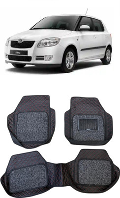Arnejaa Leatherite 7D Mat For  Skoda Fabia(Red, Black)