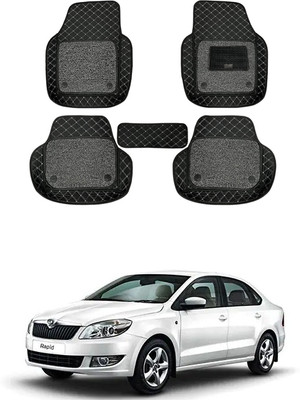 RKPSP Leatherite 7D Mat For  Skoda Rapid(Black)