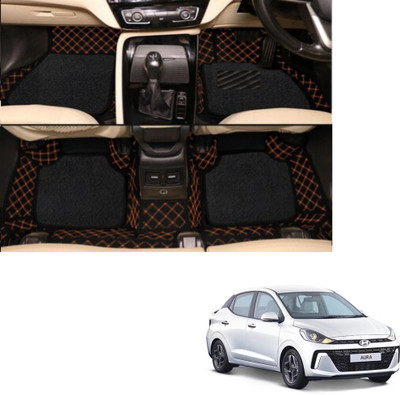Autoclow Leatherite 7D Mat For  Hyundai Aura(Black, Brown)