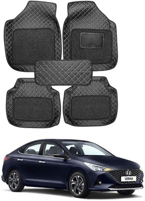 Arnejaa Leatherite 7D Mat For  Hyundai Verna(Black)