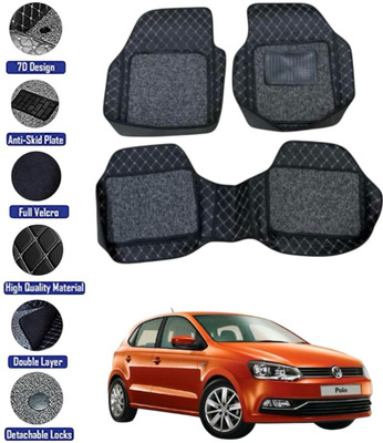 GENFRID Leather 7D Mat For  Volkswagen Polo(Silver, Black)