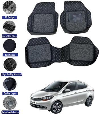 GENFRID Leather 7D Mat For  Tata Tigor(Silver, Black)