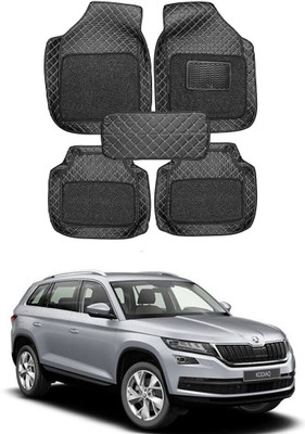 arneja trading company Leatherite 7D Mat For  Skoda Kodiaq(Silver, Black)