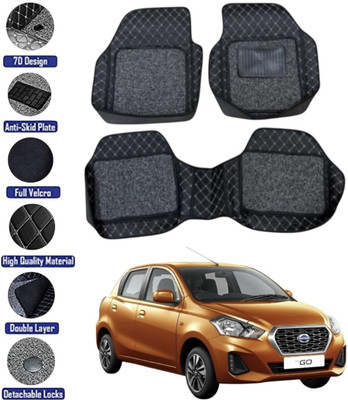 GENFRID Leather 7D Mat For  Datsun Go(Silver, Black)