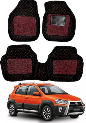 Autorepute Leather 7D Mat For  Toyota Etios Cross(Red, Black)