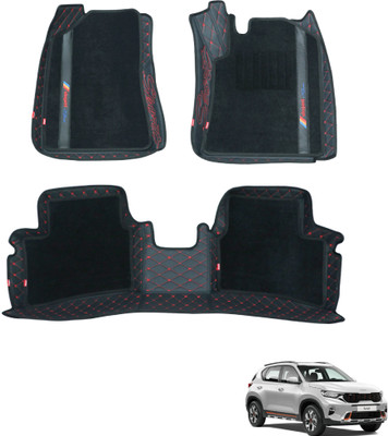 elegant Leatherite, Polypropylene 7D Mat For  Kia Sonet(Black, Red)