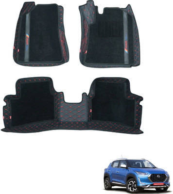elegant Leatherite, Polypropylene 7D Mat For  Nissan Magnite(Black, Red)