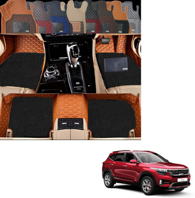 Autoclow Leatherite 7D Mat For  Kia Seltos(Brown, Black)