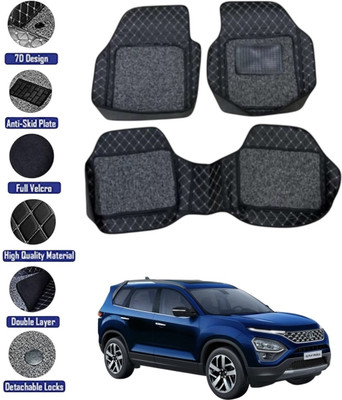 GENFRID Leather 7D Mat For  Tata Safari(Silver, Black)