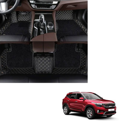 Autoclow Leatherite 7D Mat For  Kia Seltos(Gold, Black)