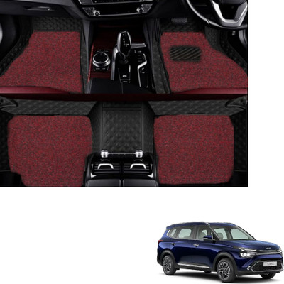 Autoclow Leatherite 7D Mat For  Kia Carens (7 Seater)(Black, Red)