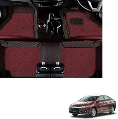 Autoclow Leatherite 7D Mat For  Honda City(Red, Red)