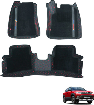 elegant Leatherite, Polypropylene 7D Mat For  Maruti Suzuki New Brezza(Black, Red)