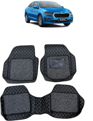 ARNEJA Leatherite 7D Mat For  Skoda Slavia(Silver, Black)