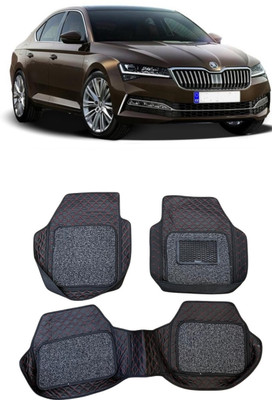 Arnejaa Leatherite 7D Mat For  Skoda Superb(Red, Black)