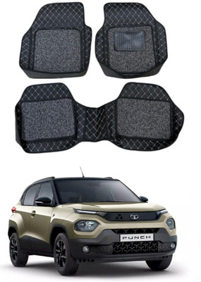 ARNEJA Leatherite 7D Mat For  Tata Punch(Silver, Black)