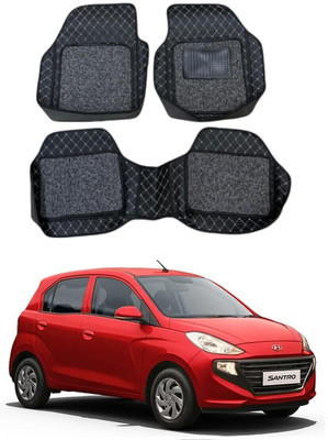 KUNTAIL ENTERPRISES Leatherite 7D Mat For  Hyundai Santro(Silver, Black)
