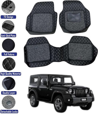 GENFRID Leather 7D Mat For  Mahindra Thar(Silver, Black)