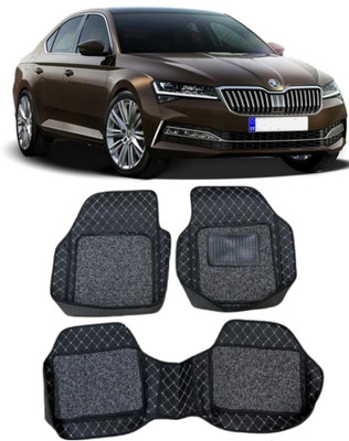 Arnejaa Leatherite 7D Mat For  Skoda Superb(Silver, Black)