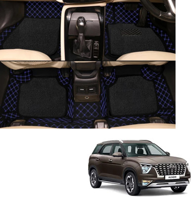 Autoclow Leatherite 7D Mat For  Hyundai Alcazar (7 Seater)(Blue, Black)