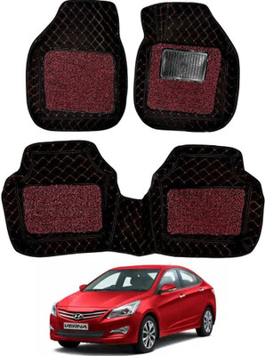 Autorepute Leather 7D Mat For  Hyundai Verna(Red, Black)