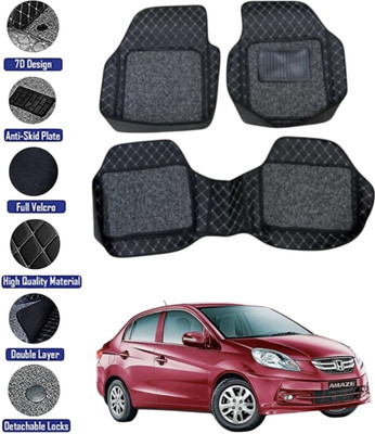GENFRID Leather 7D Mat For  Honda Amaze(Silver, Black)