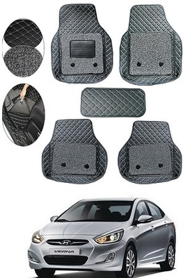 SLSHILPA Leather 7D Mat For  Hyundai Verna Fluidic(Black)