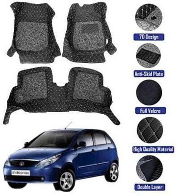 GENFRID Leatherite 7D Mat For  Tata Indica Vista(Silver, Black)