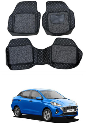 ARNEJA Leatherite 7D Mat For  Hyundai Aura(Silver, Black)