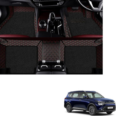 Autoclow Leatherite 7D Mat For  Kia Carens (7 Seater)(Red, Black)