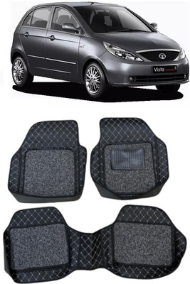 ARNEJA Leatherite 7D Mat For  Tata Indica Vista(Silver, Black)