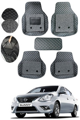 SLSHILPA Leather 7D Mat For  Nissan Sunny(Black)