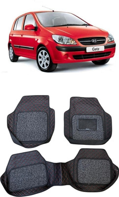 Arnejas Leatherite 7D Mat For  Hyundai Getz(Red, Black)