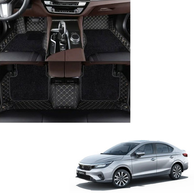 Autoclow Leatherite 7D Mat For  Honda City(Gold, Black)